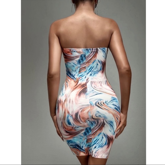 Marble Print Bodycon Tube Mini Dress - Picture 2 of 5